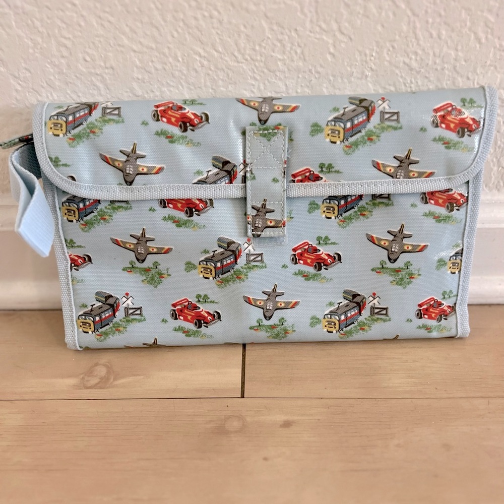 Cath Kidston Changing Mat Wristlet (light blue with planes, trains, & cars)